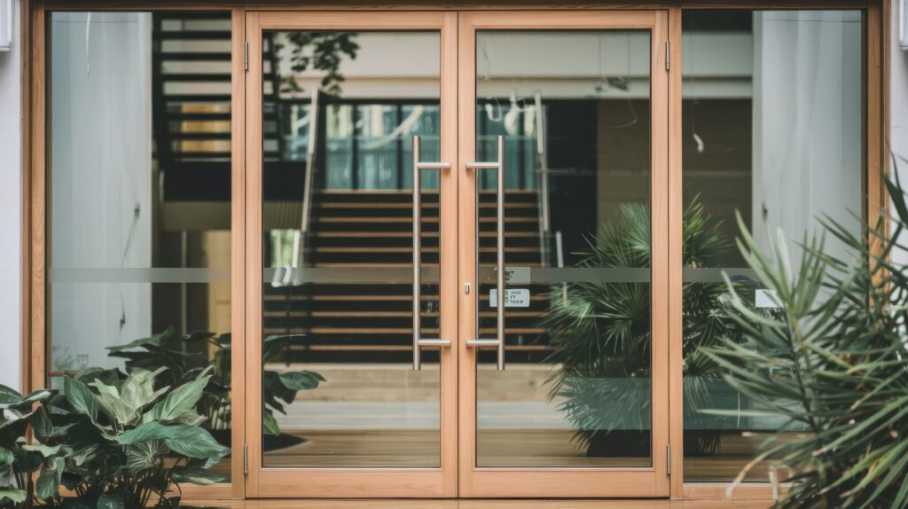 porte en bois vitrée extérieur